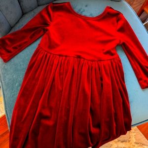 Little girls red velvet dress